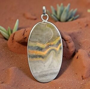 BUMBLE BEE JASPER STATEMENT PENDANT 925 STERLING SILVER